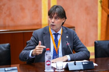 Francisco Oliva durante su comparecencia en el Parlamento andaluz