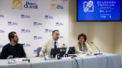 Simón Candón, Antonio Fernández y Rosa Cabello durante la presentación de la Carrera