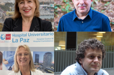 Desde la parte superior y de izquierda a derecha, Mercè Pallàs, Miquel Vila, Ana Frank y Rafael Maldonado