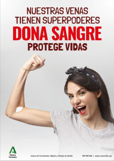 Cartel con el lema de la campaña: La sangre es un medicamento vital que no se puede fabricar ni comprar
