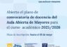 Abierta la convocatoria de docencia para el programa universitario Aula Abierta de Mayores del curso 2025/2026