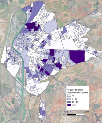Distribución de la población de origen extranjero y de la considerada'migrante económica'