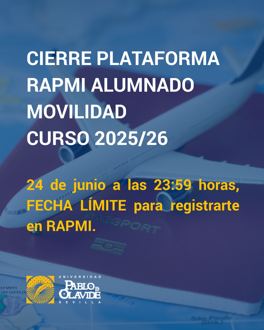 ¿Has registrado ya tu acuerdo académico? Recuerda que mañana es el ultimo día para hacerlo.Si no queda registrada correctamente, tu movilidad puede verse CANCELADA.Mañana martes, 24 de junio a las 23:59 horas, es la FECHA LÍMITE para registrarte en RAPMI.Para cualquier consulta o incidencia, el ARIC está a vuestra disposición.#OlavideInternacional #LaOlavideEresTú