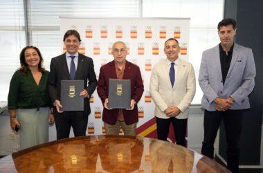 Francisco Oliva, Alejandro Blanco, Antonio Fernández y Raúl Chapado en la sede del COE