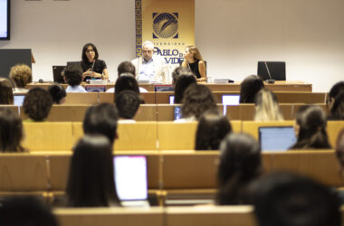 M. del Valle Sierra, César Hornero y Viviana Caruso en la presentación de las Jornadas