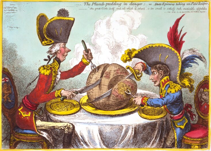The Plumb-pudding in danger (1805), caricatura de James Gillray | WIKIMEDIA