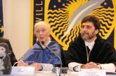 Jane Goodall junto al rector Juan Jiménez, en 2009 en la Olavide