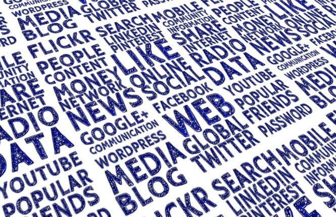 ilustración con palabras relativas a los social media