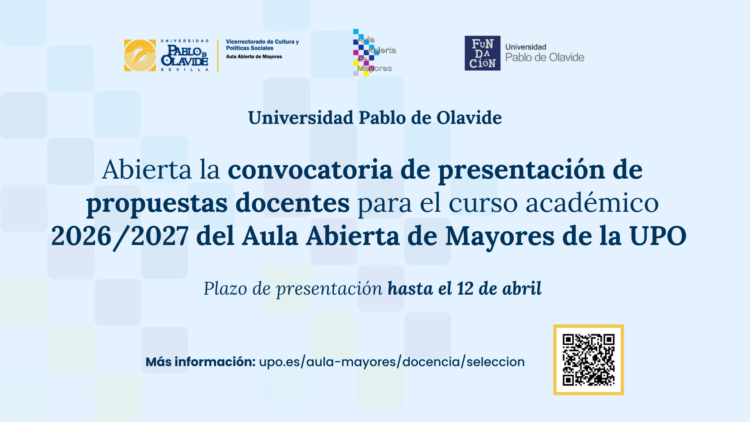 Abierto el plazo de presentación de propuestas docentes para el programa Aula Abierta de Mayores. Hasta el próximo 12 de abril se podrá realizar propuestas docentes para impartir asignaturas en este programa universitario