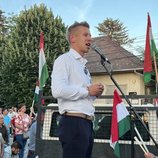 Péter Magyar, founder of Talpra Magyarok Közössége, vice president of the Respect and Freedom Party (Tisza) in Szigetszenmiklós, the 2nd of June in 2024