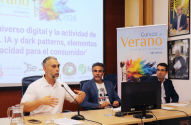 Rubén Sánchez, Francisco Infante y Miguel Ángel Serrano durante el taller