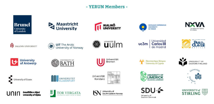 Logos de las universidades que forman parte de la red Yerun