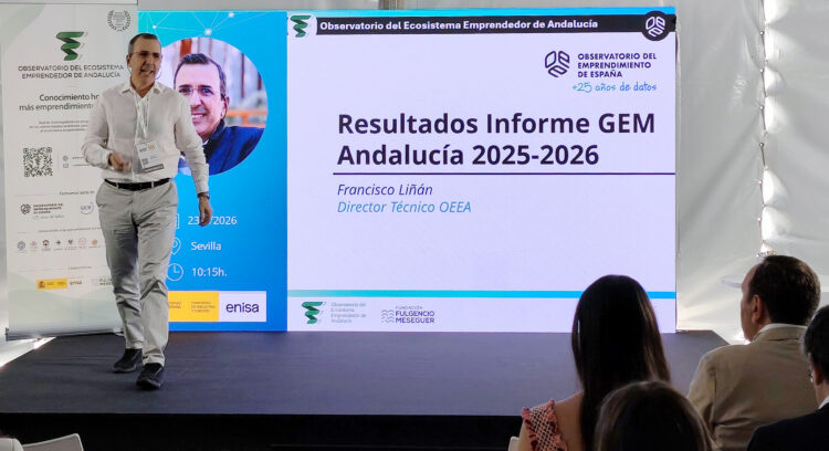 Francisco Liñán durante la presentación del informe GEM Andalucía