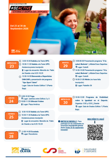 Programa de la Semana Europea del Deporte en el campus UPO