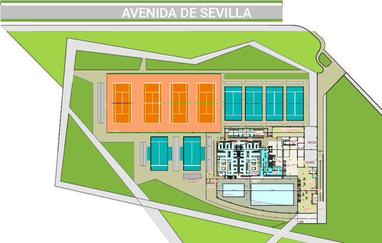 Vista aérea de la distribución del centro proyectado