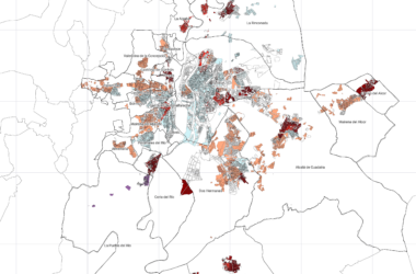 Mapa con los barrios vulnerables y expuestos al calor en el área metropolitana de Sevilla