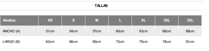 Tallaje sudaderas Tallaje sudaderas
