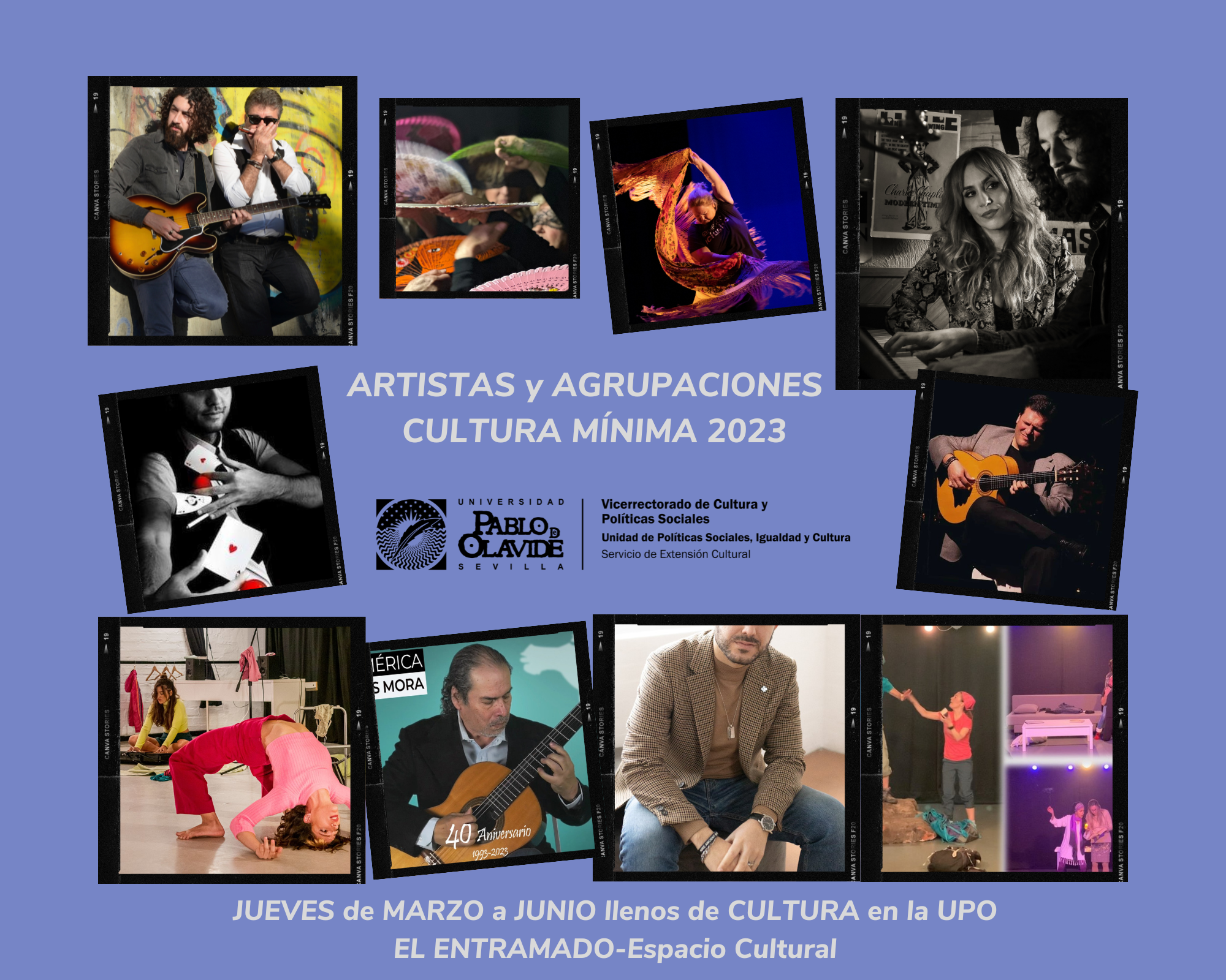El Vicerrectorado de Cultura y Políticas Sociales, a través del Servicio de Extensión Cultural, presenta la PROGRAMACIÓN ‘CULTURA MÍNIMA 2023’