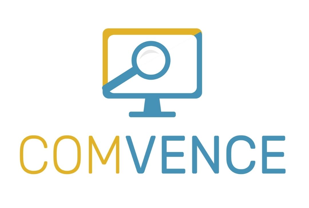 Imagen del logo de proyecto COMVENCE con una pantalla de ordenador y lupa