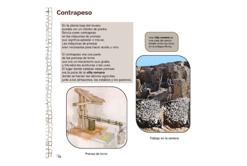 Página 10 de la guía en la que se recoge la información del Contrapeso expuesto en la planta baja.