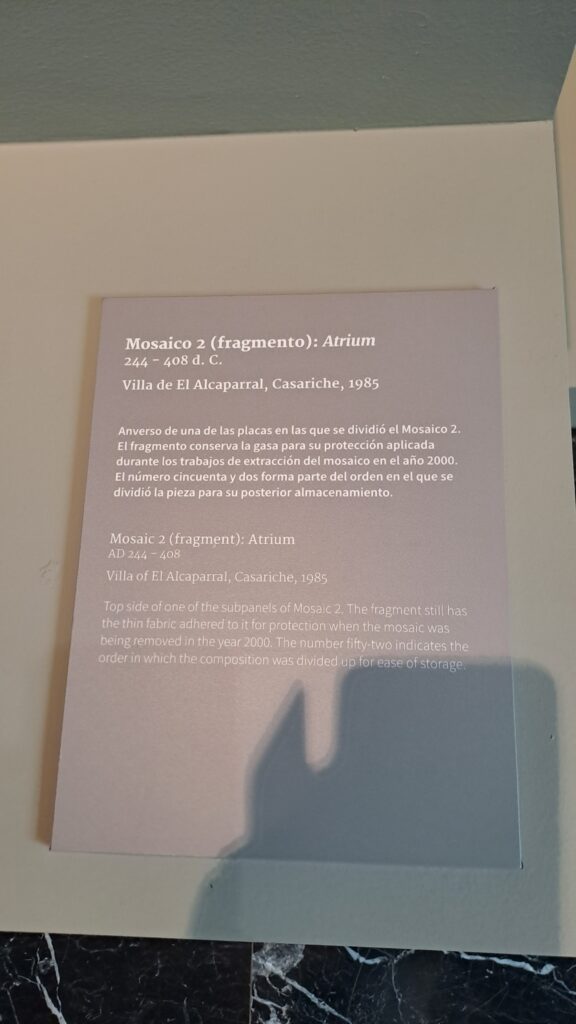 Foto de la cartela de objeto que describe el mosaico 14