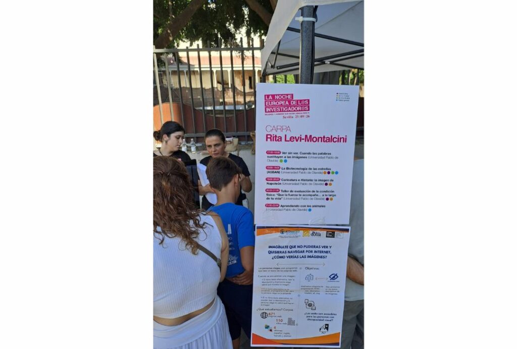 Primer plano con dos poster: arriba, los horarios de las actividades, abajo, la explicación del taller.