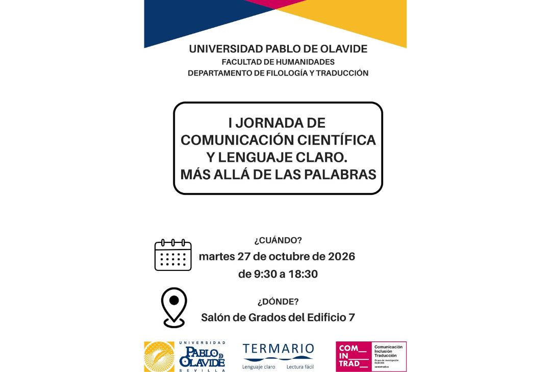 Cartel del evento con el nombre de la jornada, la fecha y el lugar de celebración, además de los logos institucionales.