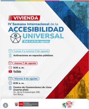 La profesora Pilar Munuera Gómez participa como ponente en la IV Semana Internacional de la Accesibilidad Universal (Perú)