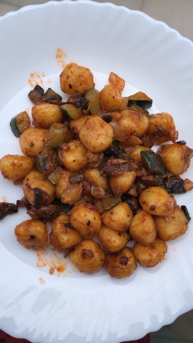 Gnocchis con verduras.