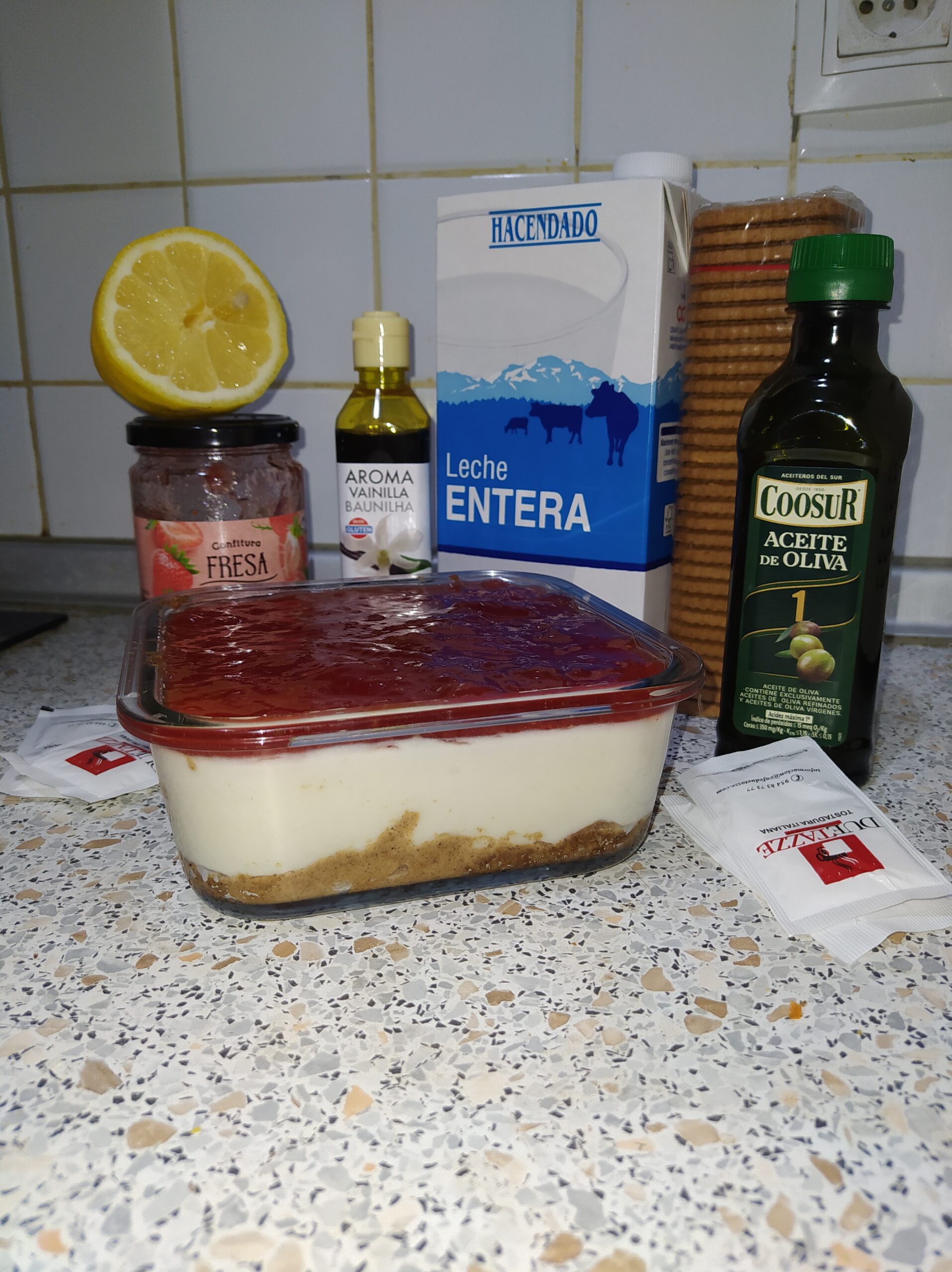 Tarta individual de limón.