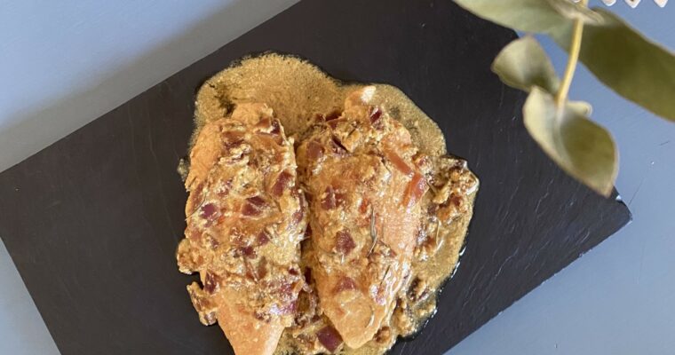 Solomillo de pavo en salsa de mostaza y romero