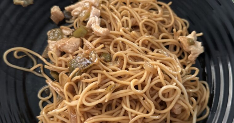 NOODLES DE POLLO CON VERDURAS Y SOJA