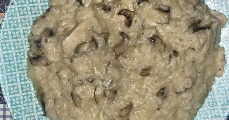 Risotto de pollo y setas