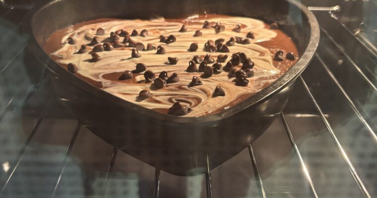 Brownie-cheesecake a base de plátano