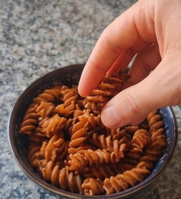 Bits caseros de espirales de lentejas