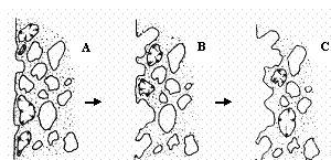 Esquema de alteración por eflorescencias