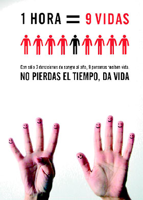 1 hora= nueve vidas, no pierdas el tiempo, da vida