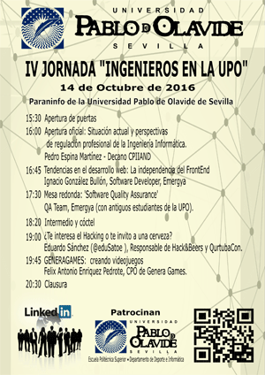 IV JORNADAS Ingenieros en la UPO: 14 de octubre de 2016 - Paraninfo