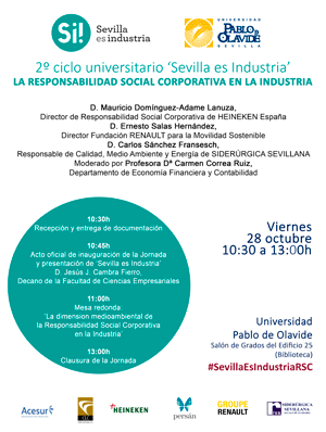 Jornada 'La RSC en la Industria': 28 de octubre, 10.30 horas - Biblioteca de la UPO
